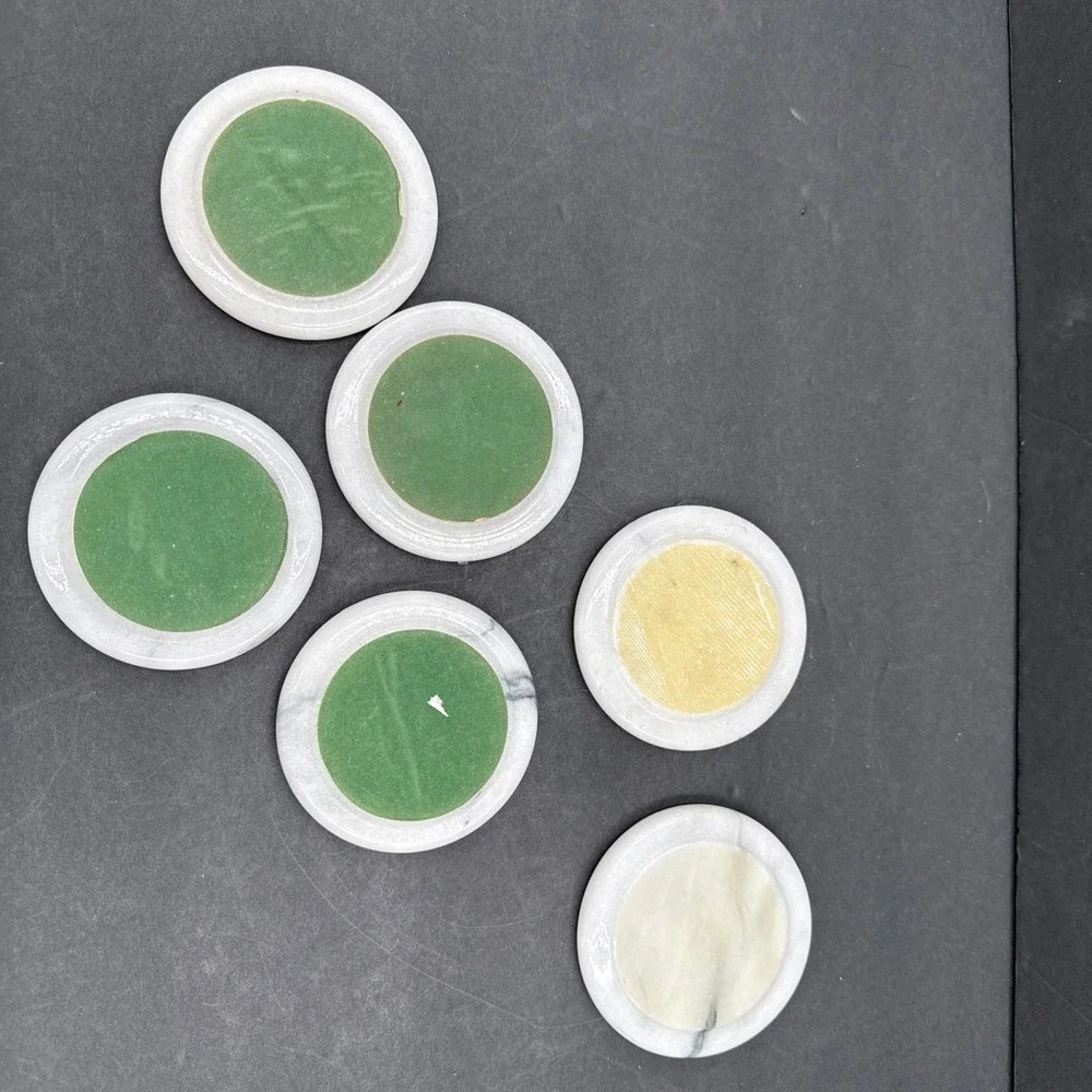 Vintage Round Marble Edging Cup Drink‎ Coasters Set of 6